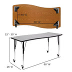 Flash Furniture Tavolo Attività Rettangolare Mobile 26W x 60L a Onda Flessibile Collaborativo in Laminato Termico - Gambe Regolabili ad Altezza Standard