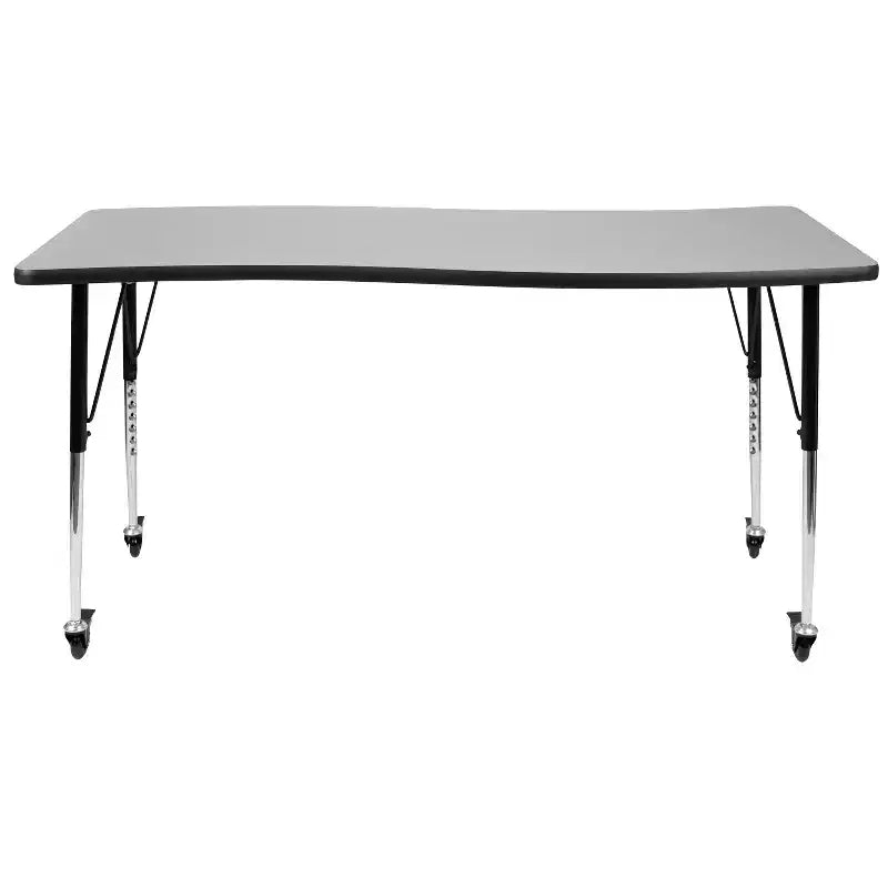 Flash Furniture Tavolo Attività Rettangolare Mobile 26W x 60L a Onda Flessibile Collaborativo in Laminato Termico - Gambe Regolabili ad Altezza Standard