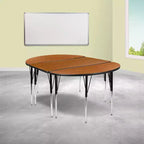 Flash Furniture Set Tavolo Attività Ovale 3 Pezzi da 76 con Gambe Regolabili in Altezza, Laminato Termico Flessibile Ondulato Grigio