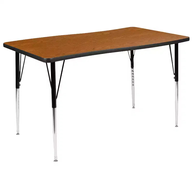 Flash Furniture Set Tavolo Attività Ovale 3 Pezzi da 76 con Gambe Regolabili in Altezza, Laminato Termico Flessibile Ondulato Grigio