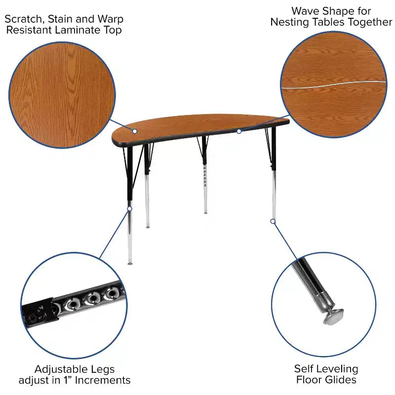 Flash Furniture Set Tavolo Attività Ovale 3 Pezzi da 76 con Gambe Regolabili in Altezza, Laminato Termico Flessibile Ondulato Grigio