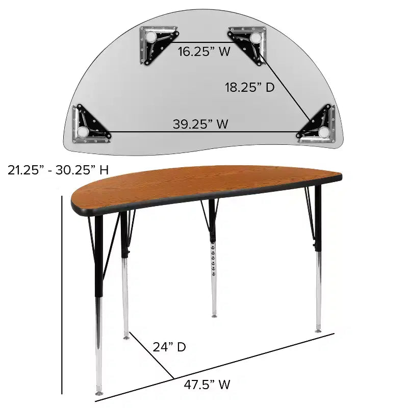 Flash Furniture Set Tavolo Attività Ovale 3 Pezzi da 76 con Gambe Regolabili in Altezza, Laminato Termico Flessibile Ondulato Grigio