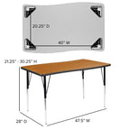 Flash Furniture Set Tavolo Attività Ovale 3 Pezzi da 76 con Gambe Regolabili in Altezza, Laminato Termico Flessibile Ondulato Grigio