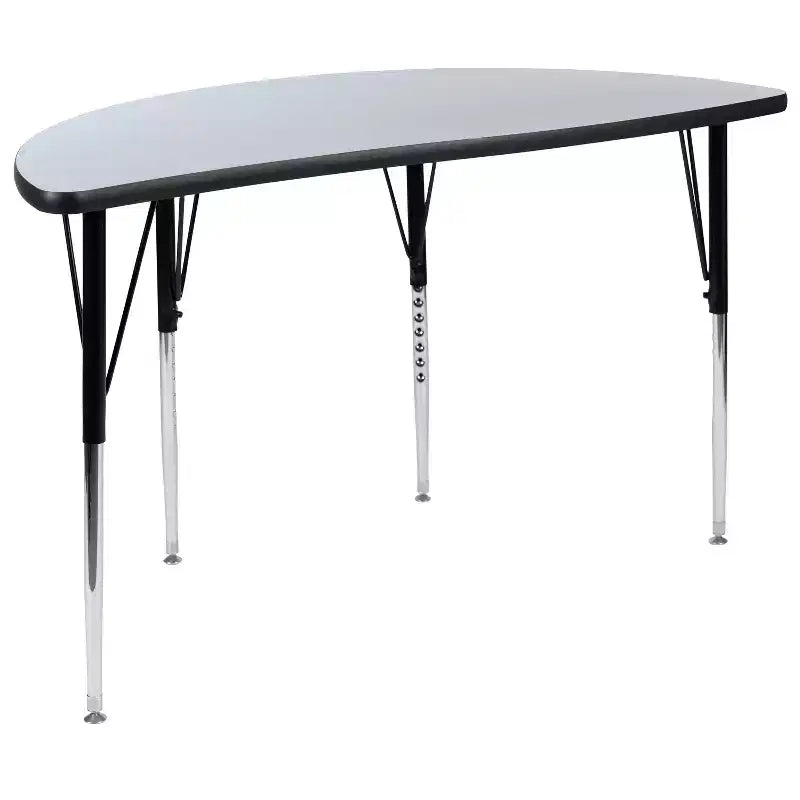 Flash Furniture Set Tavolo Attività Ovale 3 Pezzi da 76 con Gambe Regolabili in Altezza, Laminato Termico Flessibile Ondulato Grigio