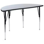 Flash Furniture Set Tavolo Attività Ovale 3 Pezzi da 76 con Gambe Regolabili in Altezza, Laminato Termico Flessibile Ondulato Grigio