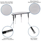 Flash Furniture Set Tavolo Attività Ovale 3 Pezzi da 76 con Gambe Regolabili in Altezza, Laminato Termico Flessibile Ondulato Grigio