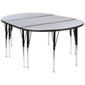 Flash Furniture Set Tavolo Attività Ovale 3 Pezzi da 76 con Gambe Regolabili in Altezza, Laminato Termico Flessibile Ondulato Grigio