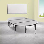 Set da tavola regolabile 3 pezzi per attività collaborative Emma and Oliver 86 Oval Wave grigio per bambini