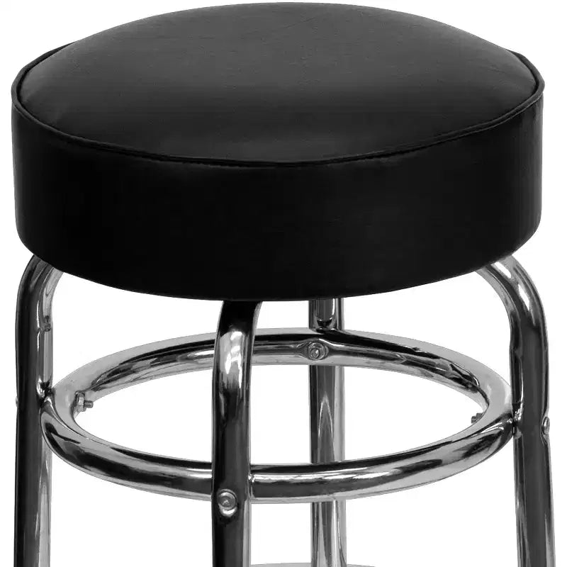 Sgabello da bar per ristorante Emma and Oliver Retro Backless Double Ring cromato