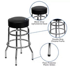 Sgabello da bar per ristorante Emma and Oliver Retro Backless Double Ring cromato