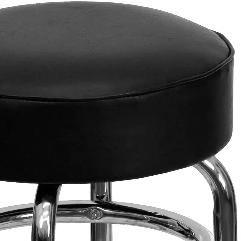 Sgabello da bar per ristorante Emma and Oliver Retro Backless Double Ring cromato