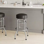 Sgabello da bar per ristorante Emma and Oliver Retro Backless Double Ring cromato