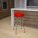 Sgabello da bar per ristorante Emma and Oliver Retro Backless Double Ring cromato