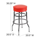 Sgabello da bar per ristorante Emma and Oliver Retro Backless Double Ring cromato