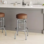 Sgabello da bar per ristorante Emma and Oliver Retro Backless Double Ring cromato