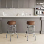 Sgabello da bar per ristorante Emma and Oliver Retro Backless Double Ring cromato