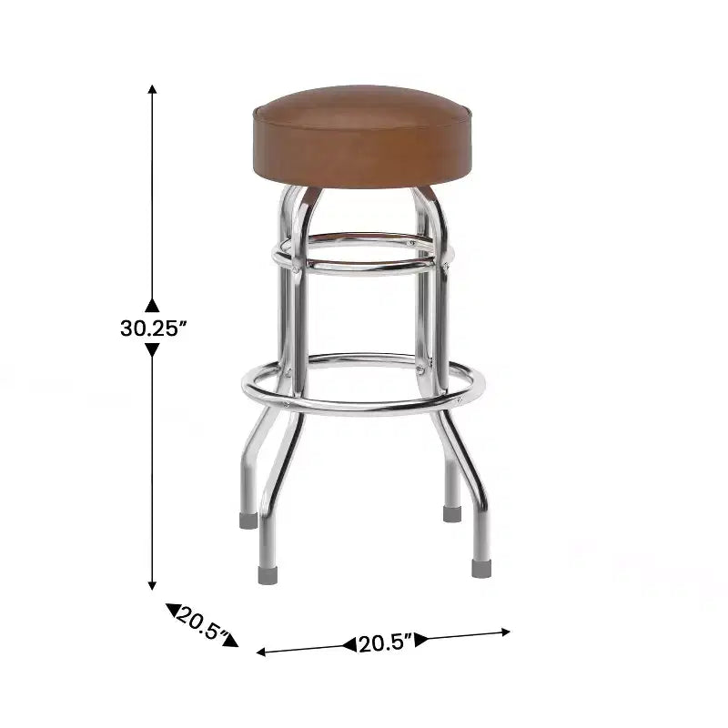 Sgabello da bar per ristorante Emma and Oliver Retro Backless Double Ring cromato
