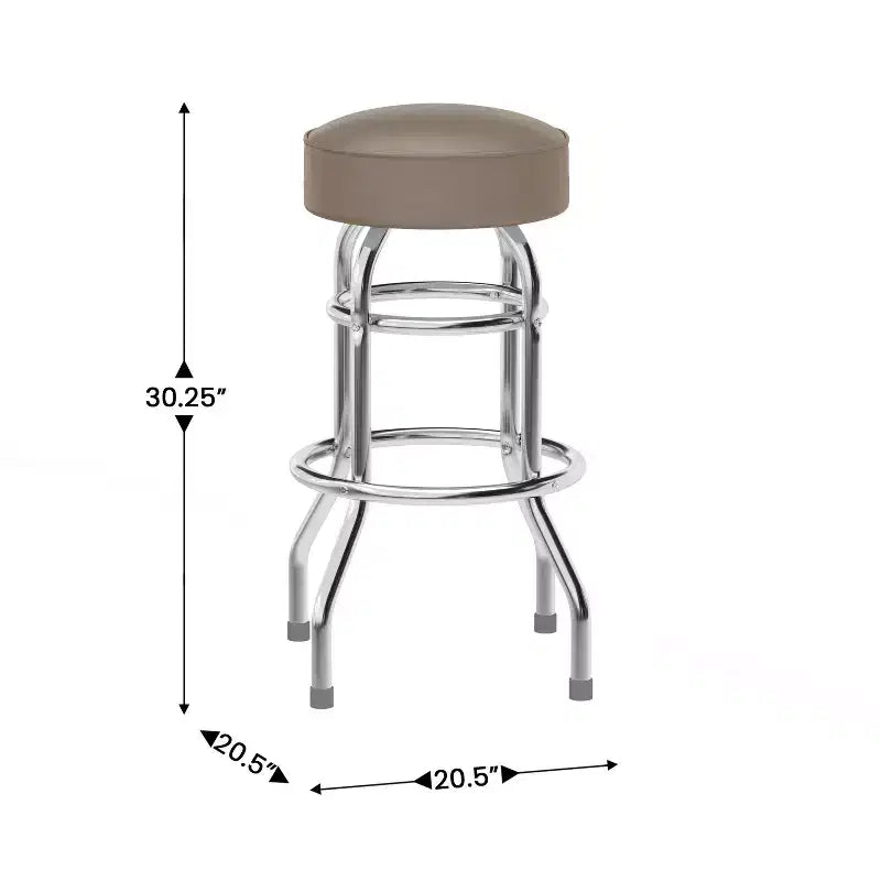Sgabello da bar per ristorante Emma and Oliver Retro Backless Double Ring cromato