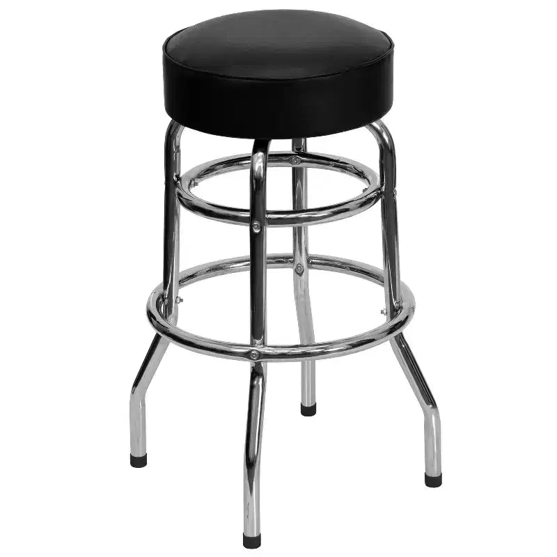 Sgabello da bar per ristorante Emma and Oliver Retro Backless Double Ring cromato