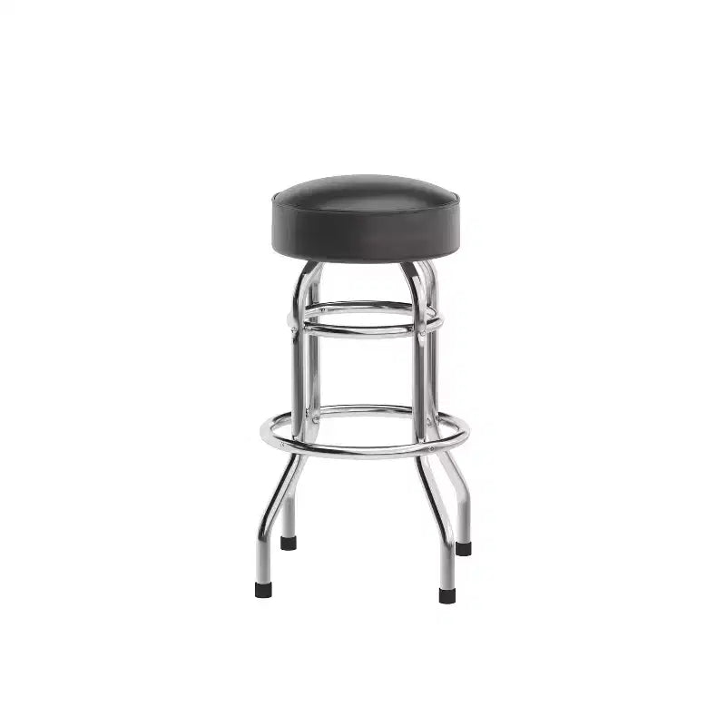 Sgabello da bar per ristorante Emma and Oliver Retro Backless Double Ring cromato