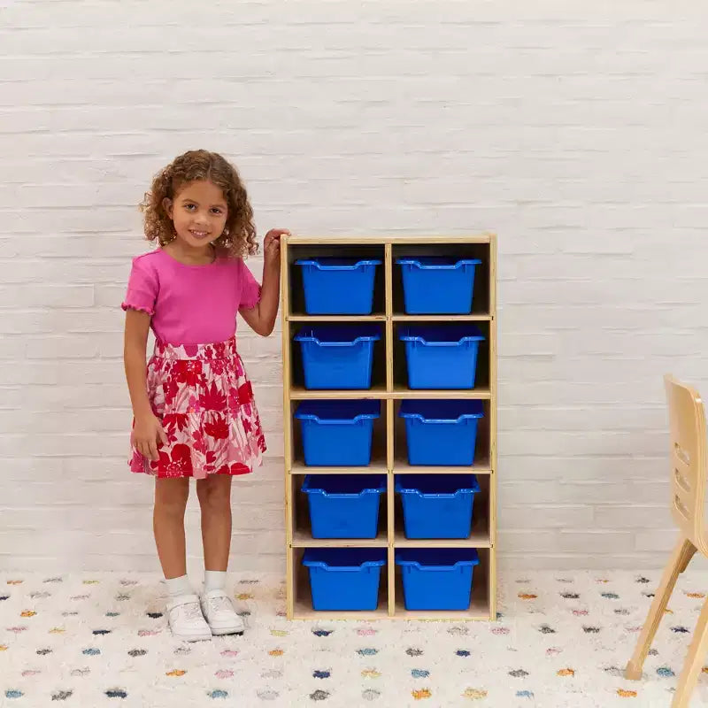 ECR4Kids Streamline 10 armadietti per vassoi e 10 contenitori a bocca di lupo, 5x2, mobili per bambini