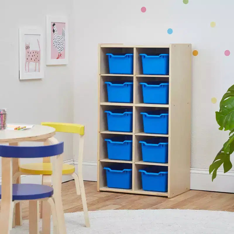 ECR4Kids Streamline 10 armadietti per vassoi e 10 contenitori a bocca di lupo, 5x2, mobili per bambini