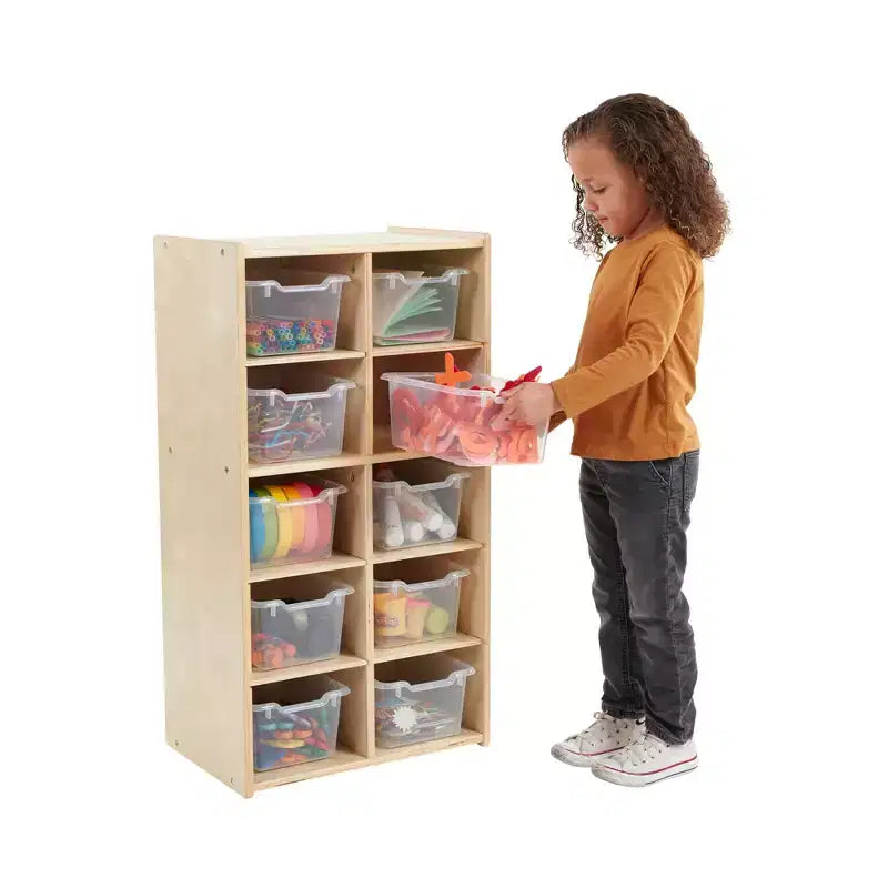 ECR4Kids Streamline 10 armadietti per vassoi e 10 contenitori a bocca di lupo, 5x2, mobili per bambini