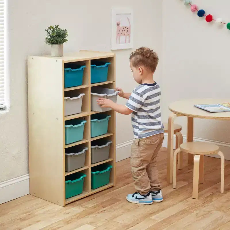 ECR4Kids Streamline 10 armadietti per vassoi e 10 contenitori a bocca di lupo, 5x2, mobili per bambini
