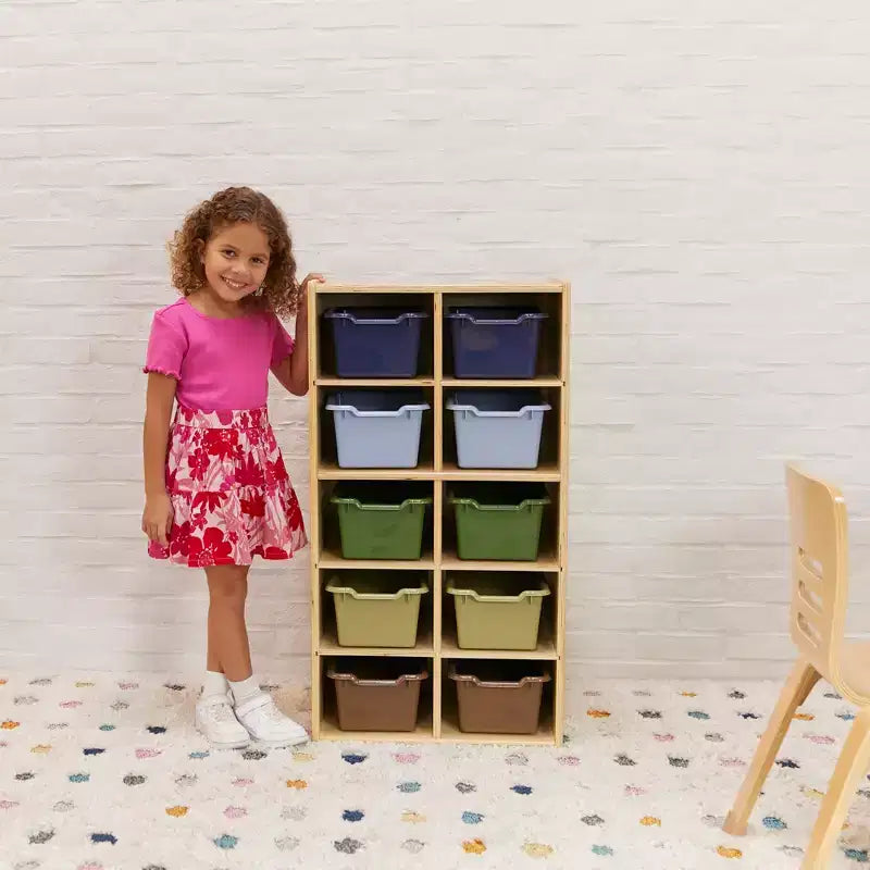 ECR4Kids Streamline 10 armadietti per vassoi e 10 contenitori a bocca di lupo, 5x2, mobili per bambini