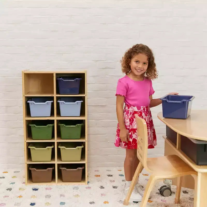 ECR4Kids Streamline 10 armadietti per vassoi e 10 contenitori a bocca di lupo, 5x2, mobili per bambini