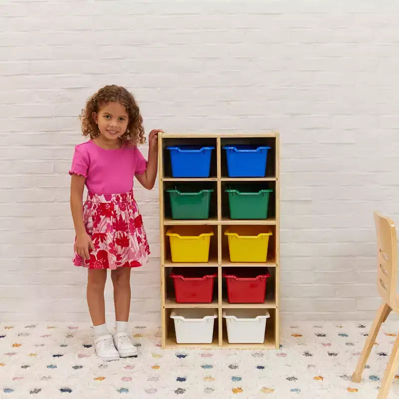 ECR4Kids Streamline 10 armadietti per vassoi e 10 contenitori a bocca di lupo, 5x2, mobili per bambini