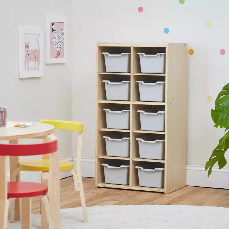 ECR4Kids Streamline 10 armadietti per vassoi e 10 contenitori a bocca di lupo, 5x2, mobili per bambini