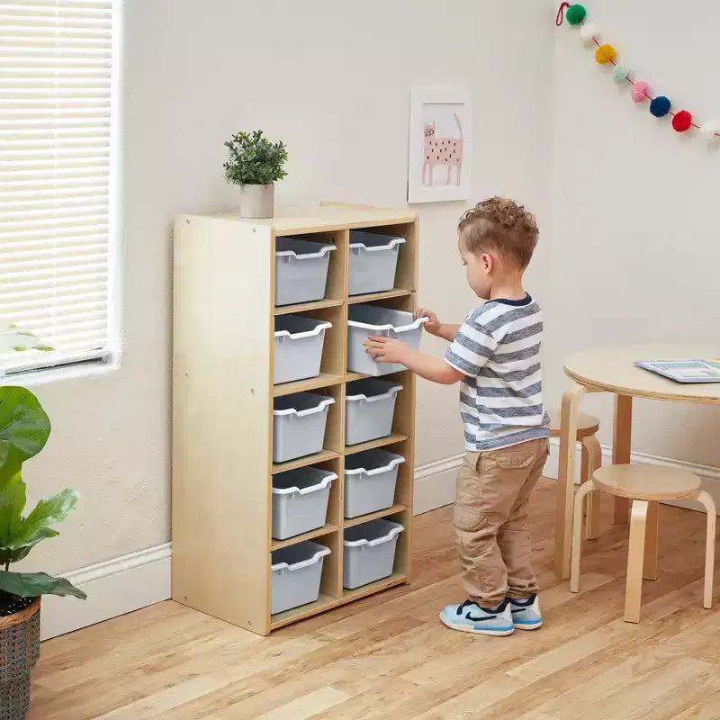 ECR4Kids Streamline 10 armadietti per vassoi e 10 contenitori a bocca di lupo, 5x2, mobili per bambini