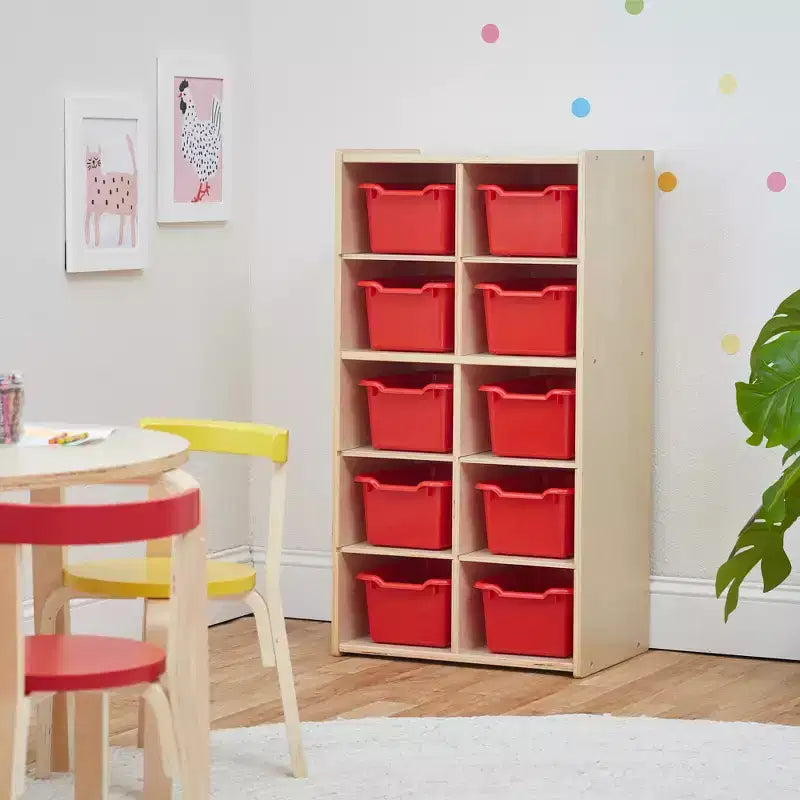 ECR4Kids Streamline 10 armadietti per vassoi e 10 contenitori a bocca di lupo, 5x2, mobili per bambini