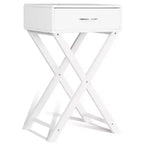 Comodino Costway 2 pz con cassetto a forma di X, tavolino accentato, mobile moderno per la casa, bianco