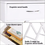 Comodino Costway 2 pz con cassetto a forma di X, tavolino accentato, mobile moderno per la casa, bianco