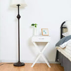 Comodino Costway 2 pz con cassetto a forma di X, tavolino accentato, mobile moderno per la casa, bianco