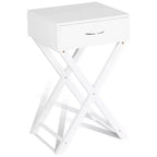 Comodino Costway 2 pz con cassetto a forma di X, tavolino accentato, mobile moderno per la casa, bianco