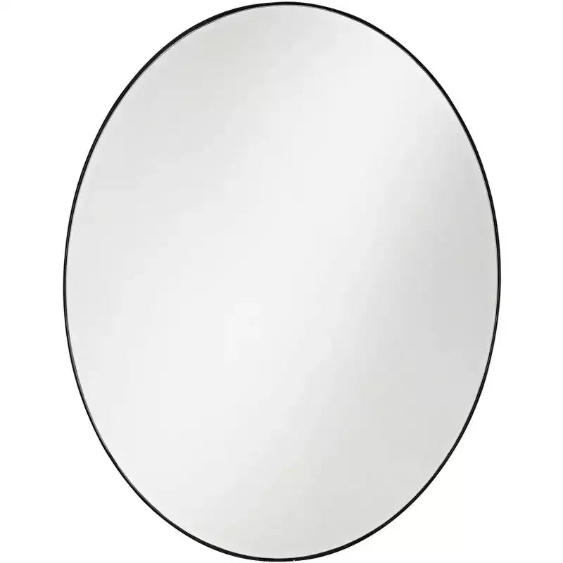 Noble Park Aryn Oval Vanity Decorative Wall Mirror Modern Matte Black Metal Frame 23 1/2 Wide for Bathroom Bedroom Living Room Office Home Entryway