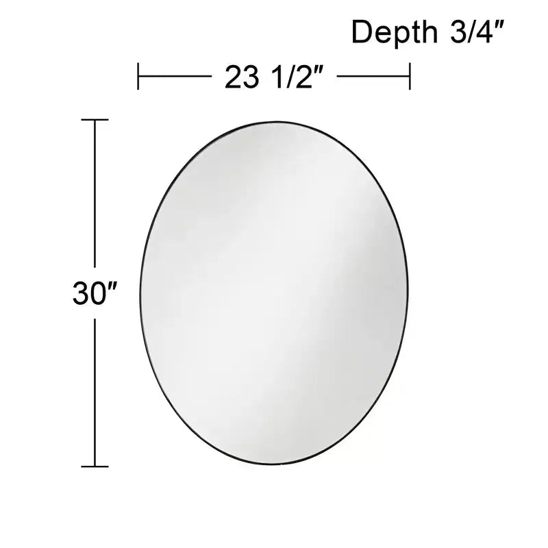 Specchio da parete decorativo ovale Noble Park Aryn, moderno con cornice in metallo nero opaco, 60 cm di larghezza per bagno, camera da letto, soggiorno, ufficio, ingresso di casa