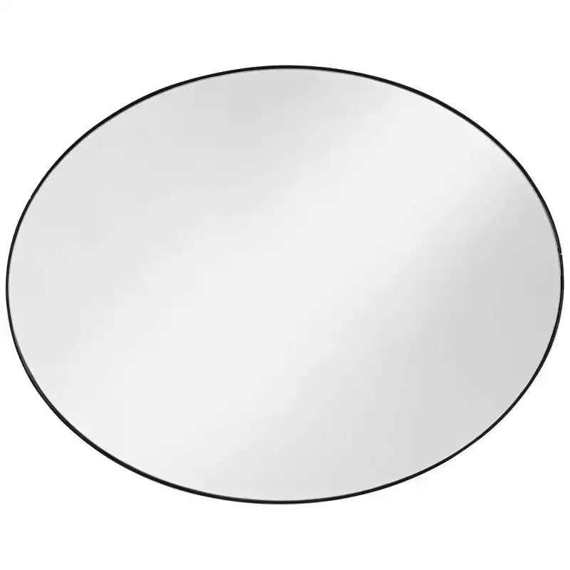 Specchio da parete decorativo ovale Noble Park Aryn, moderno con cornice in metallo nero opaco, 60 cm di larghezza per bagno, camera da letto, soggiorno, ufficio, ingresso di casa
