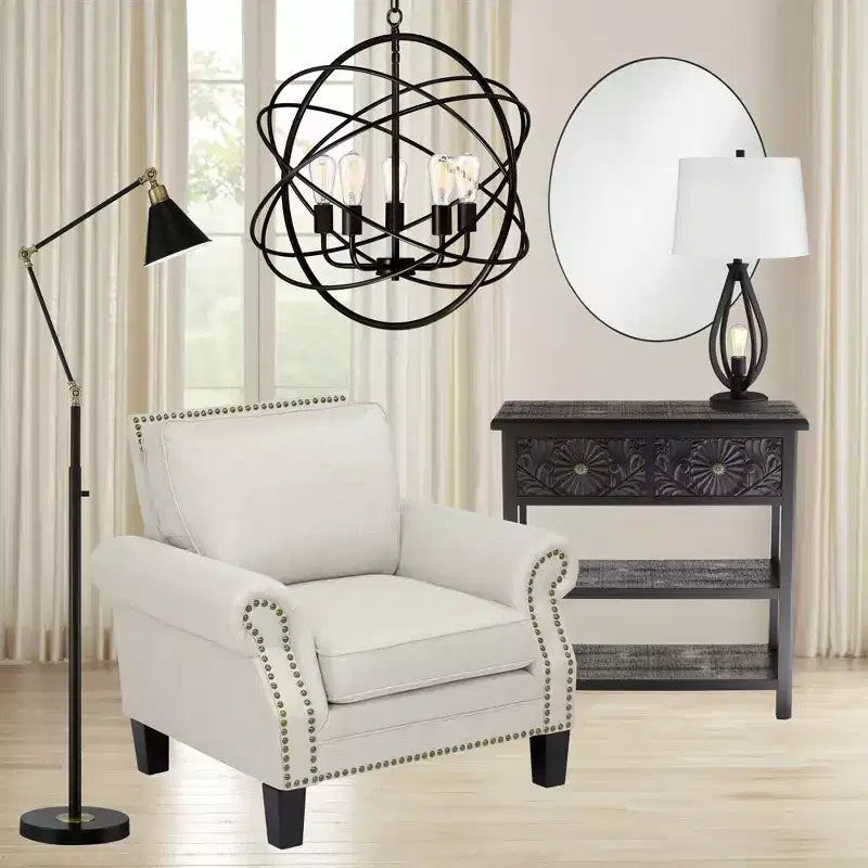 Specchio da parete decorativo ovale Noble Park Aryn, moderno con cornice in metallo nero opaco, 60 cm di larghezza per bagno, camera da letto, soggiorno, ufficio, ingresso di casa