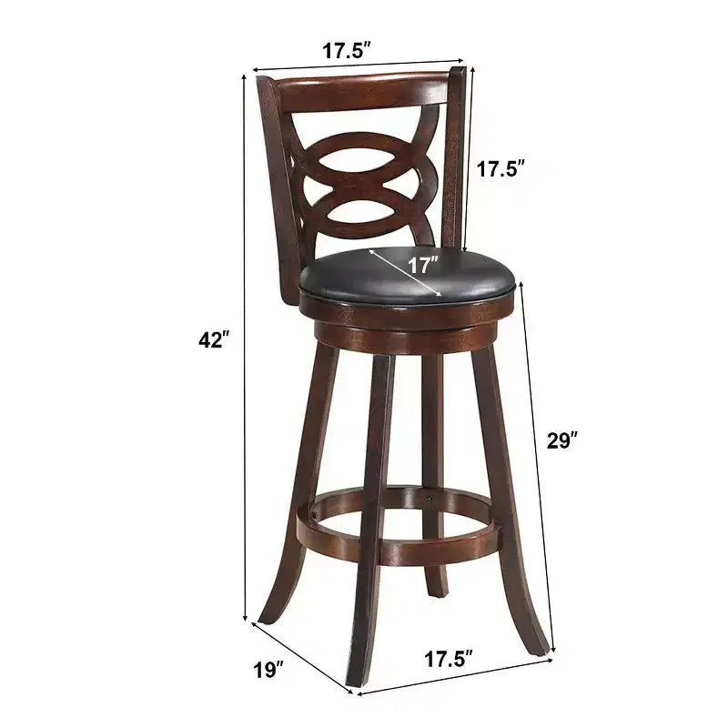 Costway Sgabello Girevole 29'' Altezza Bar Seduta Imbottita Sedia da Pranzo in Legno di Gomma Cucina Casa Espresso