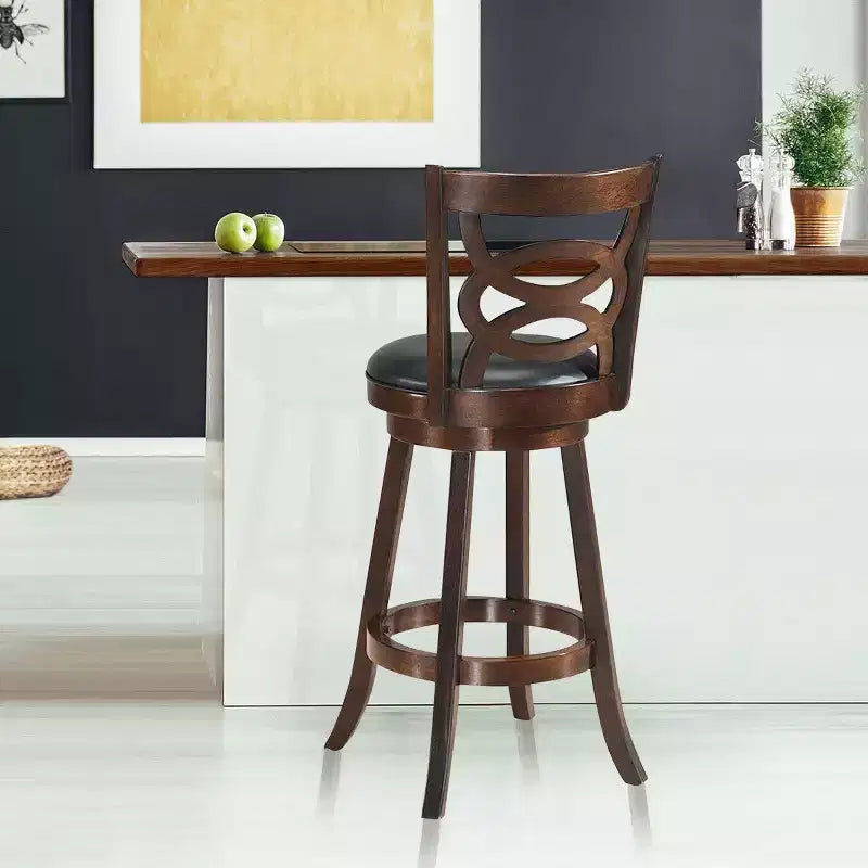 Costway Sgabello Girevole 29'' Altezza Bar Seduta Imbottita Sedia da Pranzo in Legno di Gomma Cucina Casa Espresso
