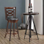 Costway Sgabello Girevole 29'' Altezza Bar Seduta Imbottita Sedia da Pranzo in Legno di Gomma Cucina Casa Espresso