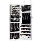 Armadietto portagioie a specchio Costway con specchio a figura intera e ganci interni con luci LED