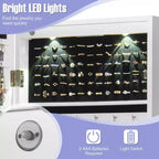 Armadietto portagioie a specchio Costway con specchio a figura intera e ganci interni con luci LED