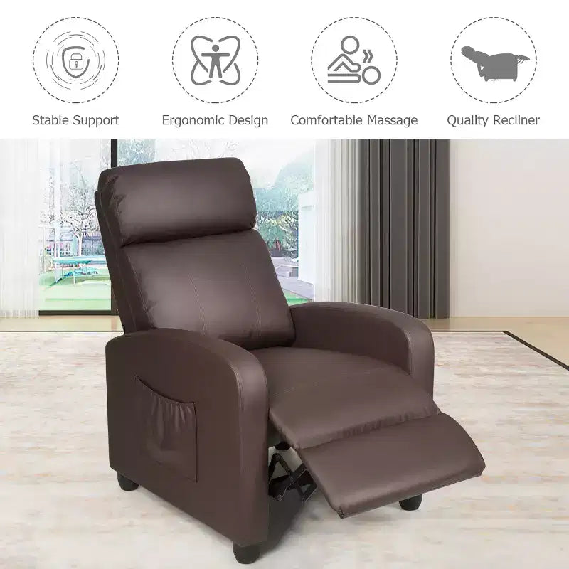 Costway Poltrona Massaggiante Reclinabile, Poltrona Singola Ergonomica Regolabile con Sedile Imbottito Nero\Marrone\Grigio