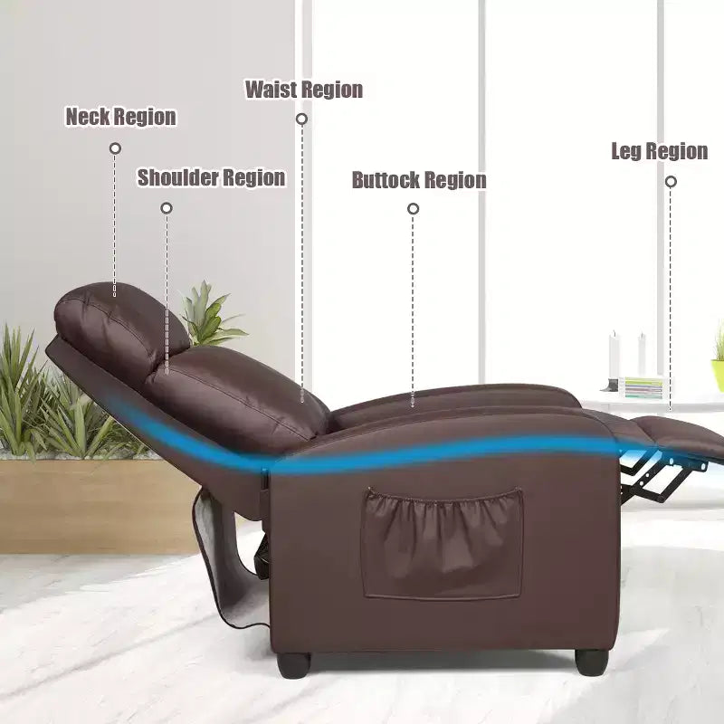 Costway Poltrona Massaggiante Reclinabile, Poltrona Singola Ergonomica Regolabile con Sedile Imbottito Nero\Marrone\Grigio