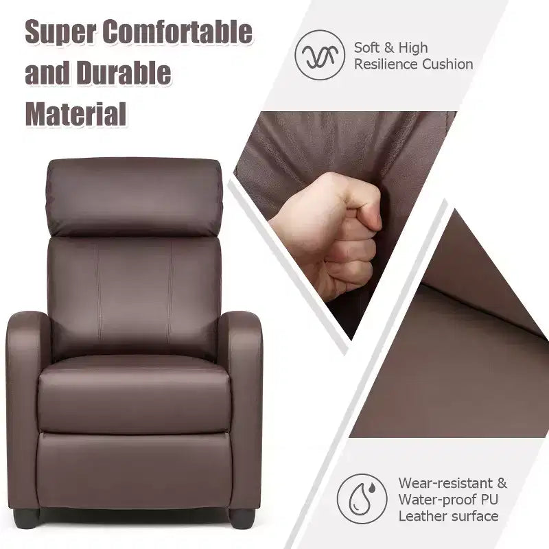 Costway Poltrona Massaggiante Reclinabile, Poltrona Singola Ergonomica Regolabile con Sedile Imbottito Nero\Marrone\Grigio